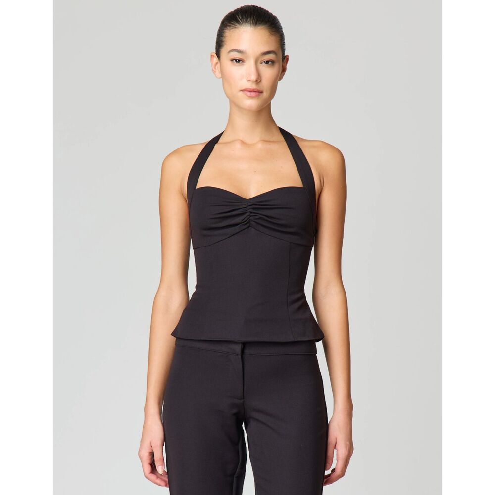 Glassons Ruched Tailored Halter Top In Black US Size 6 NWT